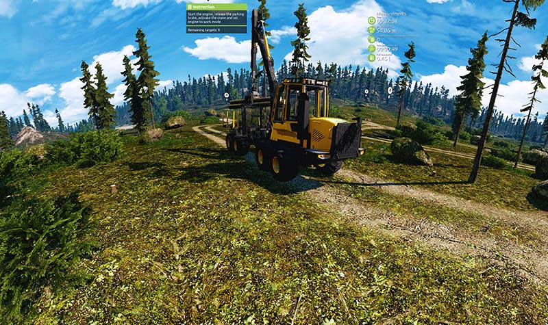 Erdészeti kihordó gyakorló szimulátor